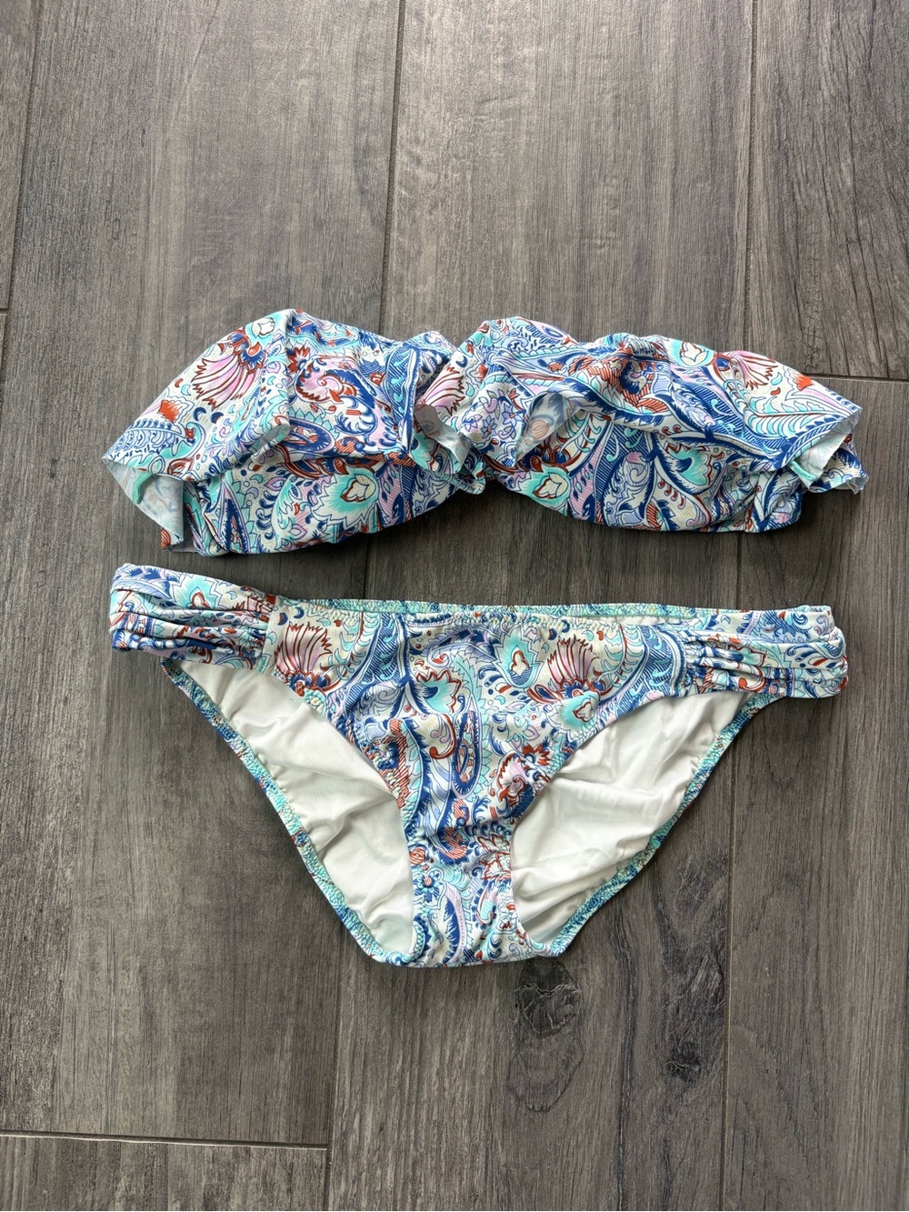 Victoria's Secret Paisley Ruffle Bikini - Blue & Mint